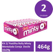 Kit 2/ Pastilha Rolly Minty Mentolada Cereja Docile 16x29g