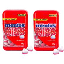 Kit 2 pastilhas Mentos sem açúcar pote com 150 unidades cada Kiss Morango Kit 2 pastilhas Mentos sem açúcar pote com 150 unidades cada Kiss Morango