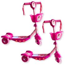 Kit 2 Patinetes Infantil Menina Cor Rosa Musical 3 Rodas