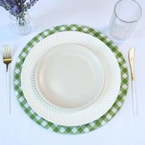 Kit 2 Pçs 1 Lugar Sousplat Completo (Capa,Base) Allegra Estampa Microfibra 35x35cm Kit 2 Pçs 1 Lugar Sousplat Completo (Capa,Base) Allegra Estampa Microfibra 35x35cm