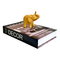 Kit 2 pçs Caixa Livro Fake Decorativa c/ Elefante Indiano