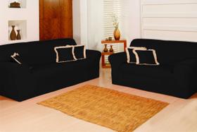 Kit 2 Pçs Capa Protetora de Sofá Padrão 2 e 3 Lugares Adere Liso Face Única Malha Gel