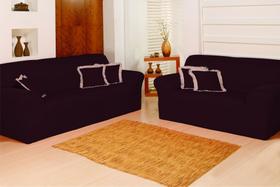 Kit 2 Pçs Capa Protetora de Sofá Padrão 2 e 3 Lugares Adere Liso Face Única Malha Gel