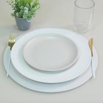 Kit 2 Pçs Capa Sousplat Basic Liso Tecido Oxford e Base MDF 1 Lugar 35x35cm Variação:Branco