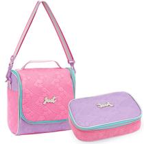 Kit 2 Pçs Escolar Lancheira Estojo Box Organizador Meninas Adolescentes
