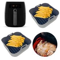 Kit 2 Pçs Forma De Silicone Para Airfryer Fritadeira Elétrica Antiaderente Reutilizável Forminha Bolo Quadrada 16cmx16cm