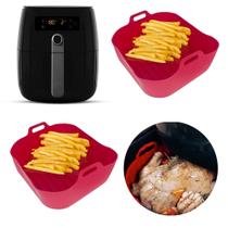 Kit 2 Pçs Forma De Silicone Para Airfryer Fritadeira Elétrica Antiaderente Reutilizável Forminha Bolo Quadrada 16cmx16cm