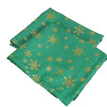 Kit 2 Pçs Guardanapo 2 Lugares Lumine Tecido Oxford 42x42cm Estampa Flocos de Neve Dourado