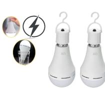 Kit 2 Pcs Lâmpada Emergência Bulbo Recarregável Touch, Bocal ou Botão 12W E27