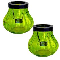 Kit 2 Pçs Lanterna Decorativa Para Velas Luminária Castiçal Verde