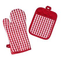 Kit 2 PÇS Luva e Pega Panelas Xadrez Vermelho Jolitex Kit 2 PÇS Luva e Pega Panelas Xadrez Vermelho Jolitex