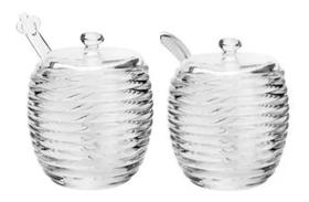 Kit 2 Pçs Meleira C/Pegador Açucareiro C/Colher Cristal Lyor Kit 2 Pçs Meleira C/Pegador Açucareiro C/Colher Cristal Lyor