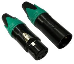 Kit - 2 pçs plug xlr femea + 2 pçs xlr macho verde e preto
