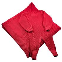 Kit 2 Pçs Saída Maternidade Macacão e Manta Trança Tricot Unissex M - Aconchego Baby Kit 2 Pçs Saída Maternidade Macacão e Manta Trança Tricot Unissex M - Aconchego Baby