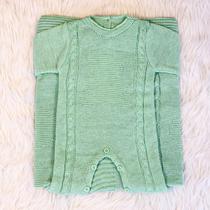 Kit 2 Pçs Saída Maternidade Macacão M/L e Manta Urso Tricot Unissex