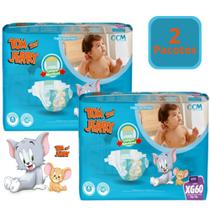 KIT 2 PCT Fralda Descartável Infantil Tom e Jerry Hiper Tamanho XG Com 60 Unidades Cada