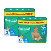 KIT 2 PCT Fraldas Descartavel Personal Giga Tamanho G Com 78 Unidades