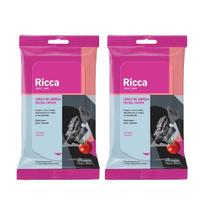 Kit 2 pct Lenços de Limpeza Facial Detox Reduz Oleosidade Carvão e Tomate Ricca 25un