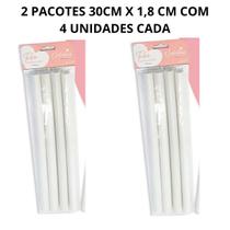 Kit 2 Pcte C/ 4 Unid. Tubo Suporte Para Bolo 30cm x1,8cm Grande Confeitaria Kit 2 Pcte C/ 4 Unid. Tubo Suporte Para Bolo 30cm x1,8cm Grande Confeitaria