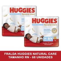 Kit 2 pctes Fralda Huggies RN Natural Care até 4 kg 34un Total 68un