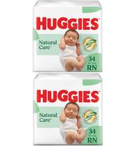 Kit 2 pctes Fralda Huggies RN Natural Care até 4 kg 34un Total 68un Kit 2 pctes Fralda Huggies RN Natural Care até 4 kg 34un Total 68un