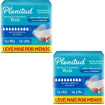 Kit 2 Pcts Fralda Calça Geriátrica Plenitud Plus - G-XG - Total 32 Un