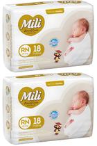 Kit 2 pcts Fralda Mili Love Care RN 18 un Ate 4 kl Total 36 Unidades