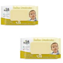 KIT 2 PCTS Toalhas Umedecidas infantil TOK SUAVE BABY 120 cada