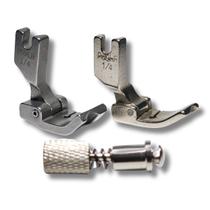 Kit 2 Pé Calcador Pregar Vivo Cordão para Máquina Reta Industrial 6mm P-69 1/4 Direito e Esquerdo mais Engate Rápido