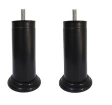 Kit 2 Pe Cama Box Fixo Preto 12cm Plástico Com Parafuso Central