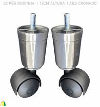 Kit 2 Pe Rodinha Cromado Cama Box Casal Solteiro