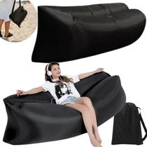 Kit 2 Peça Sofa Inflavel Preguicoso De Ar, Puff Boia Praia Camping Piscina Parque Portátil E Dobrável De Acampamento