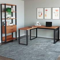 Kit 2 Peças 100% Mdf com Escrivaninha em L e Estante para Livros Kit 2 Peças 100% Mdf com Escrivaninha em L e Estante para Livros