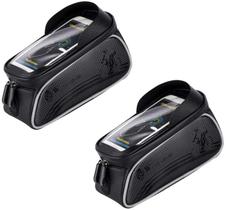 KIT 2 peças à prova d'água para guidão de bicicleta, suporte para celular, bolsa MTB, moldura frontal, bolsa KIT 2 peças à prova d'água para guidão de bicicleta, suporte para celular, bolsa MTB, moldura frontal, bolsa