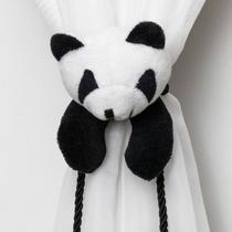 Kit 2 Peças Abraçadeira Prendedor Pingente de Cortina Bebê e Infantil Cordão Preto Panda Branco