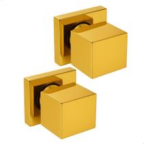 Kit 2 Peças Acabamento Registro Padrão Deca 16 Estrias Quadrado Dourado Brilhante Todo Metal Kit 2 Peças Acabamento Registro Padrão Deca 16 Estrias Quadrado Dourado Brilhante Todo Metal