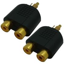 Kit 2 peças adaptador rca macho p/ 2 jack rca femea