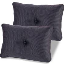 Kit 2 Peças Almofada Com Enchimento Flocos De Espuma Capitone Com Botão Jacquard Chumbo 45x65cm - BF Colchões Kit 2 Peças Almofada Com Enchimento Flocos De Espuma Capitone Com Botão Jacquard Chumbo 45x65cm - BF Colchões