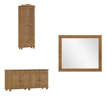 Kit 2 Peças Armário 2 Portas, Balcão 4 Portas C/Gavetas e Espelho 100% Madeira Maciça - Linha Rubi Kit 2 Peças Armário 2 Portas, Balcão 4 Portas C/Gavetas e Espelho 100% Madeira Maciça - Linha Rubi