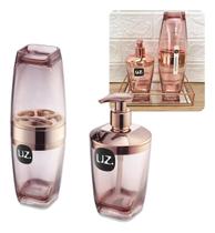 Kit 2 peças banheiro lavabo porta escovas dental e dispenser sabonete liquido Kit 2 peças banheiro lavabo porta escovas dental e dispenser sabonete liquido