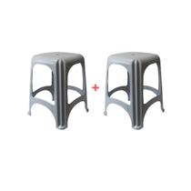 Kit 2 peças banqueta niteroi cinza tramontina polipropileno