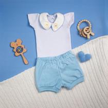 Kit 2 peças Bebê Malha Algodão Bordado Estiloso Premium Conforto Verão Menino Delicado Kit 2 peças Bebê Malha Algodão Bordado Estiloso Premium Conforto Verão Menino Delicado