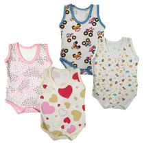 Kit 2 Peças Body Bebê Regata Estampado Verão Menino Menina Kit 2 Peças Body Bebê Regata Estampado Verão Menino Menina