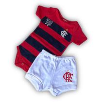 Kit 2 Peças Body do Flamengo Bebê + Calção Shortinho Menino Menina