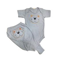 Kit 2 peças body manga curta + mijão suedine -bordados com puff Kit 2 peças body manga curta + mijão suedine -bordados com puff