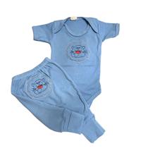 Kit 2 peças body manga curta + mijão suedine -bordados com puff Kit 2 peças body manga curta + mijão suedine -bordados com puff