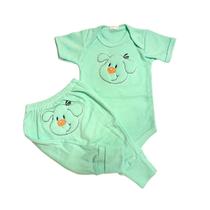 Kit 2 peças body manga curta + mijão suedine -bordados com puff Kit 2 peças body manga curta + mijão suedine -bordados com puff