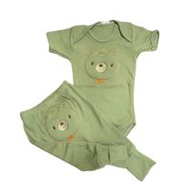 Kit 2 peças body manga curta + mijão suedine -bordados com puff Kit 2 peças body manga curta + mijão suedine -bordados com puff