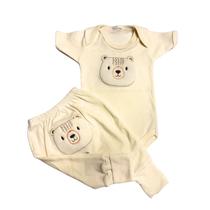 Kit 2 peças body manga curta + mijão suedine -bordados com puff Kit 2 peças body manga curta + mijão suedine -bordados com puff