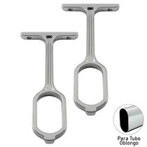 Kit 2 Peças Cabide Central Oblongo Cromado Cabideiro Para Tubo Guarda Roupa Armário Closet Arara